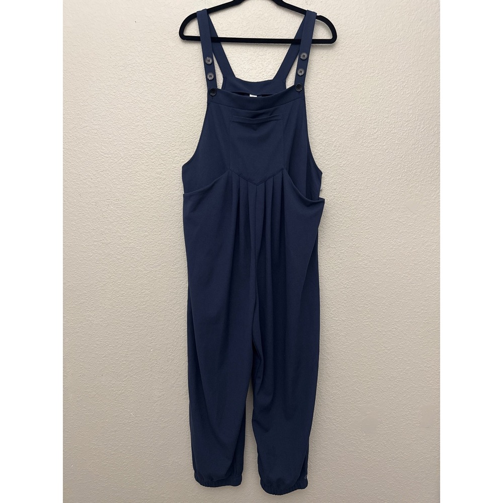 Halara Waffle Casual Jogger Overalls Navy Blue Adjustable Straps Size XL